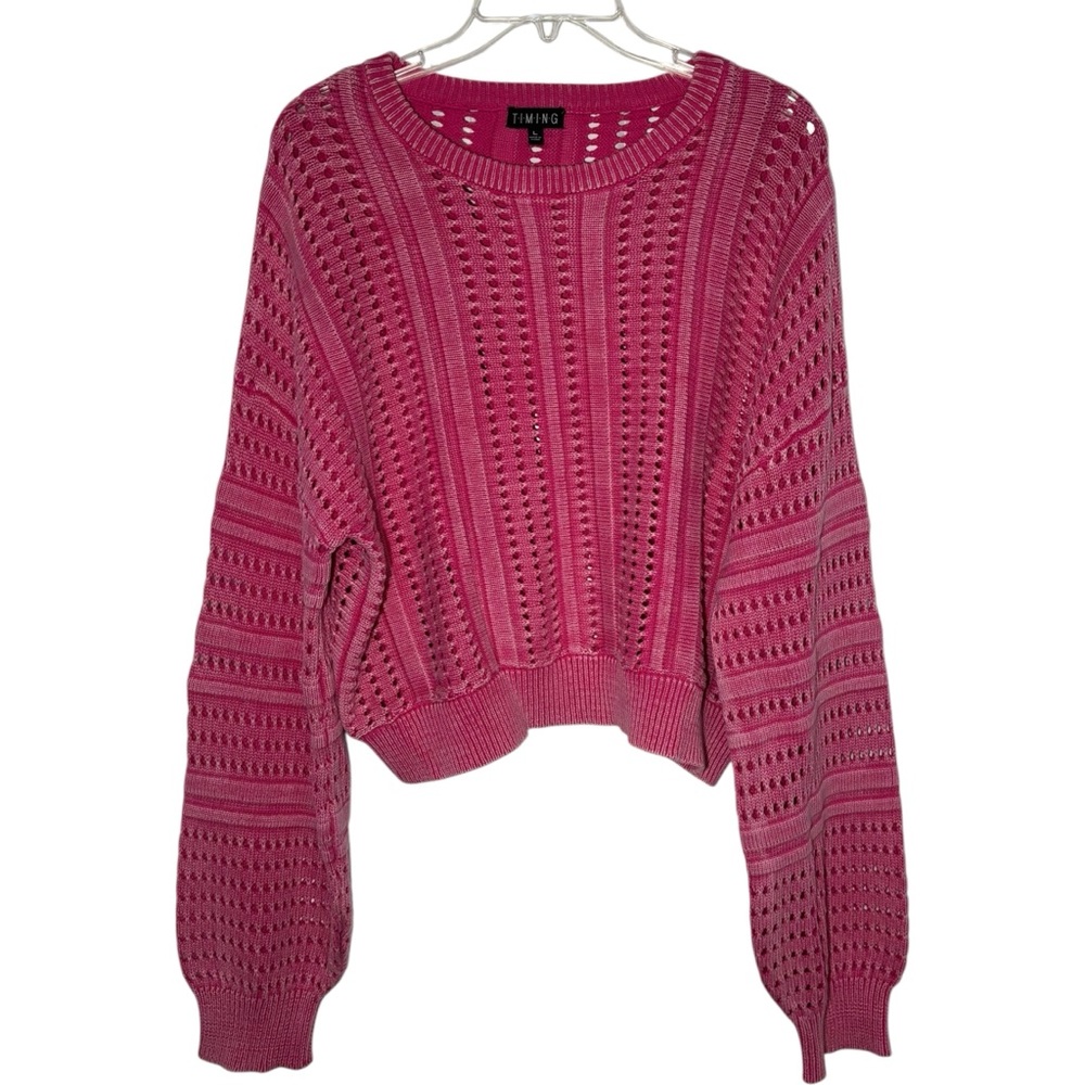 Timing Pink Textured Acid Wash Wonder Sweater from Buckle 100% Cotton